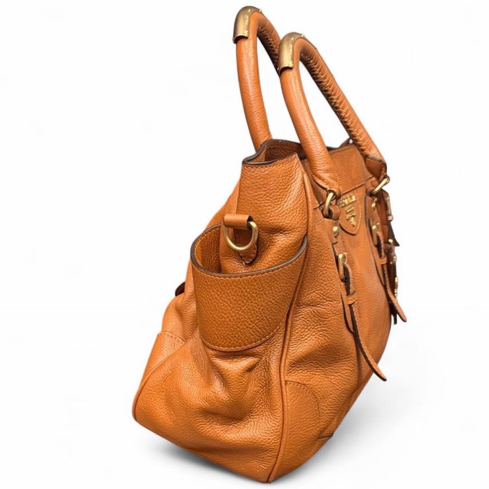 Rare Vintage Prada Vitello Daino Leather Satchel Tote Brown - Picture 3 of 14
